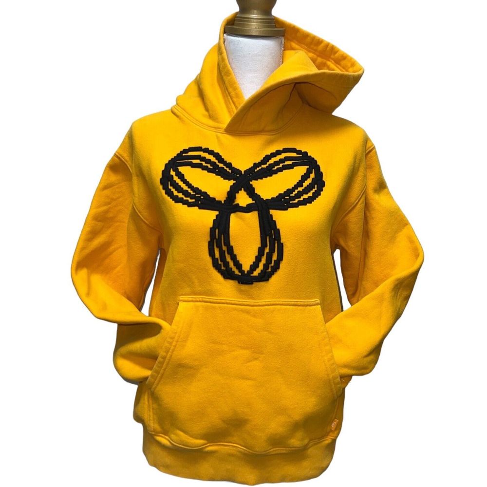 Aritzia TNA Small Yellow‎ Black Cotton Fleece Baltic Logo Hoodie